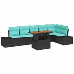 vidaXL Ensemble de canapé de jardin 7 Pièces Noir Poly rotin