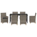 vidaXL Ensemble de salle à manger de jardin 7 pièces avec coussins Gris Poly Rattan