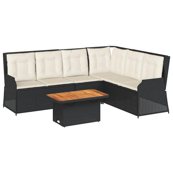 vidaXL Salon de jardin 5 Pièces avec coussins Noir Résine tressée