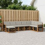 vidaXL Ensemble de canapés d'extérieur 8 Pièces Naturel et Gris clair