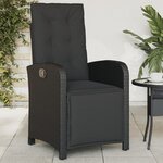 vidaXL Chaise inclinable de jardin et repose-pied noir résine tressée