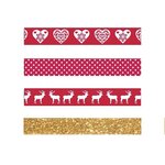 4 masking tapes de Noël - rouge  blanc  doré à paillettes