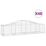 vidaXL Paniers à gabions arqués 40 Pièces 200x50x40/60 cm fer galvanisé