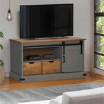 vidaXL Meuble TV HALDEN porte coulissante gris 110x40x60cm bois massif