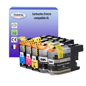 T3AZUR- Lot de 5 Cartouches compatibles avec Brother LC127XL LC125XL pour Brother MFC-J4510DW MFC-J4610DW