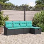 vidaXL Ensemble de Canapés avec coussin avec stockage Noir polyrotin