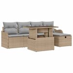 vidaXL Ensemble de canapé de jardin 6 Pièces Beige Poly rotin