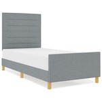 Lit vidaXL Gris clair 90x190 cm en tissu