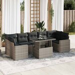 vidaXL Salon de jardin 8 Pièces avec coussins gris résine tressée