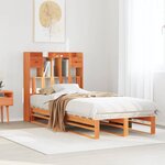 vidaXL Lit bibliothèque sans matelas cire marron 100x200 cm pin massif