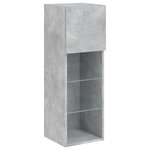 vidaXL Meuble TV muraux 4 Pièces avec lumières LED gris béton
