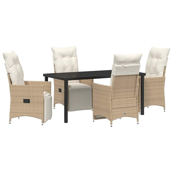 vidaXL Ensemble de salle à manger pour jardin 5 Pièces Beige Poly rotin