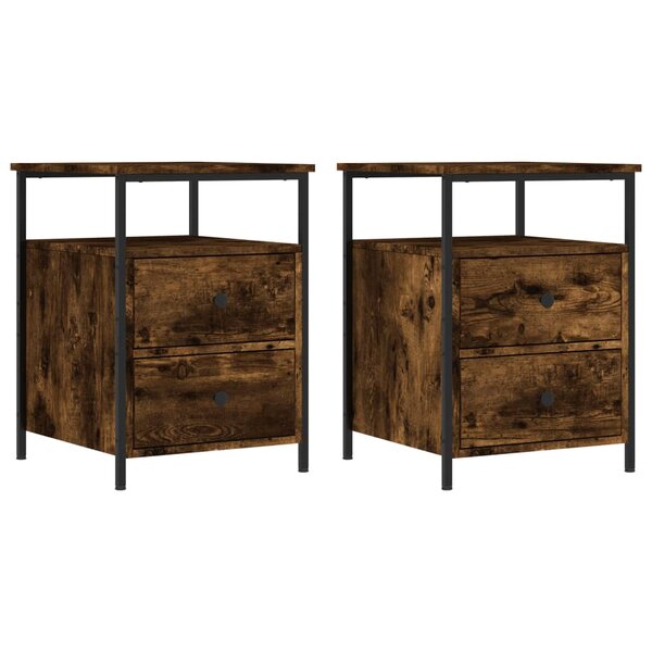 vidaXL Tables de chevet 2 Pièces chêne fumé 44x45x60 cm bois ingénierie
