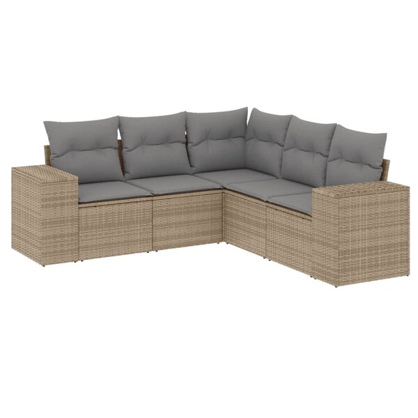 vidaXL Salon de jardin avec coussins 5 Pièces beige résine tressée