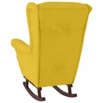 vidaXL Fauteuil à bascule à oreilles en velours jaune bois massif