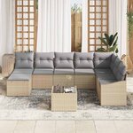 vidaXL Ensemble de canapé de jardin 8 Pièces Beige et Gris clair
