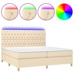 vidaXL Sommier à lattes de lit et matelas et LED Crème 200x200cm Tissu