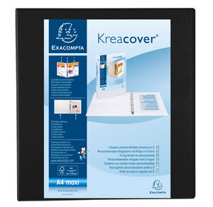 Classeur personnalisable Kreacover A4 Maxi 4 Ax Diam 60mm Dos 86 mm Noir EXACOMPTA