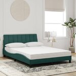 vidaXL Lit avec matelas Hanko vert foncé 140x190 cm velours