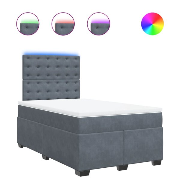vidaXL Sommier à lattes de lit et matelas Gris foncé 120x200cm Velours