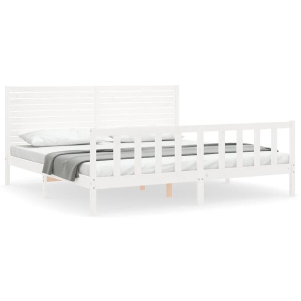 vidaXL Cadre de lit sans matelas blanc 200x200 cm bois massif de pin