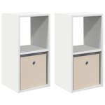 vidaXL Table de chevet avec tiroir 2 Pièces Blanc 30 5 x 27 x 59 5 cm