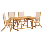 vidaXL Ensemble à manger de jardin 5Pièces bois d'acacia solide textilène