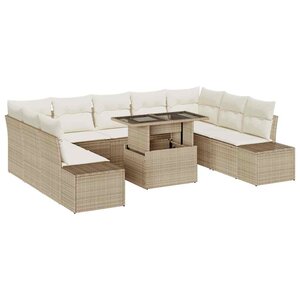 vidaXL Ensemble de canapé de jardin 10 Pièces Beige et crème polyrotin
