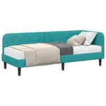 vidaXL Cadre de lit d'angle avec matelas Turquoise 80 x 200 cm Velours