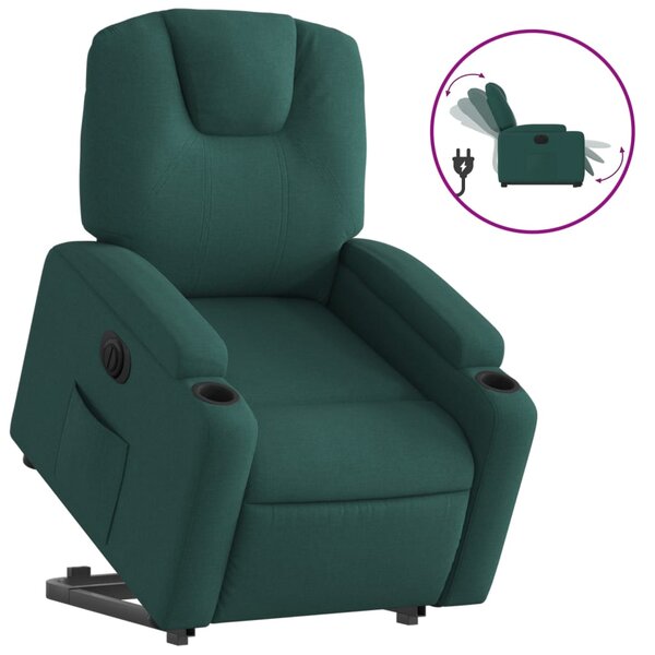 vidaXL Fauteuil inclinable électrique vert foncé tissu