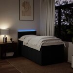 vidaXL Sommier à lattes de lit avec matelas Noir 100x200 cm Tissu