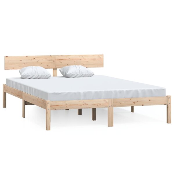 vidaXL Cadre de lit Bois de pin massif 140x190 cm