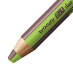 Crayon multi-talents woody 3 in 1 duo - vert clair-marron x 5 stabilo