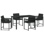 vidaXL Ensemble de salle à manger de jardin 5 pièces avec coussins en polyrotin noir
