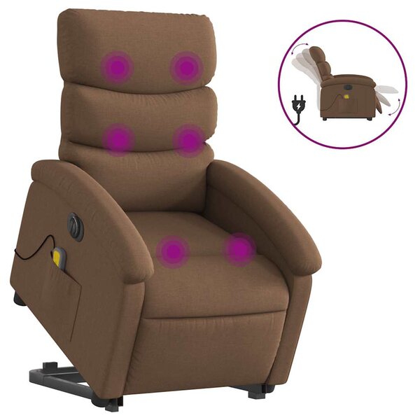 vidaXL Fauteuil inclinable de massage électrique Marron Tissu