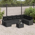 vidaXL Ensemble de canapé de jardin avec coussin 8 Pièces Noir polyrotin
