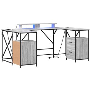 vidaXL Bureau Gris Sonoma 182 x 101 x 87 5 cm Bois d'ingénierie
