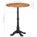 vidaXL Table de bistro Ø60x76 cm Bois d'acacia massif
