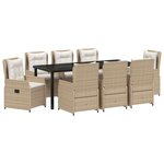 vidaXL Ensemble de salle à manger pour jardin 9 Pièces Beige polyrotin