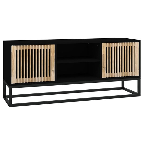 vidaXL Meuble TV noir 105x30x45 cm bois d'ingénierie et fer