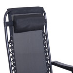 Fauteuil à bascule rocking chair pliable chaise longue zéro gravité 2 en 1 plateau porte gobelet tétière acier textilène noir