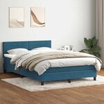 vidaXL Sommier à lattes de lit et matelas et LED bleu foncé 160x210cm velours