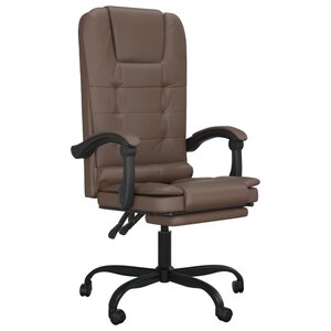 vidaXL Fauteuil de massage inclinable de bureau Marron Similicuir