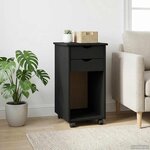 vidaXL Cabinet roulant Noir 34 x 39 x 65 5 cm Pin massif