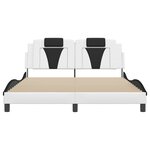 vidaXL Cadre de lit avec lumières LED blanc noir 160x200 cm similicuir