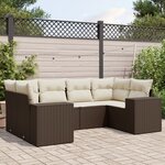 vidaXL Salon de jardin avec coussins 6 Pièces marron résine tressée