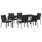 vidaXL Ensemble de salle à manger pour jardin 7 Pièces Noir et gris