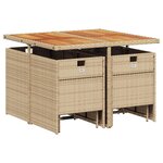vidaXL Ensemble à manger de jardin et coussins 9 Pièces beige Poly rotin