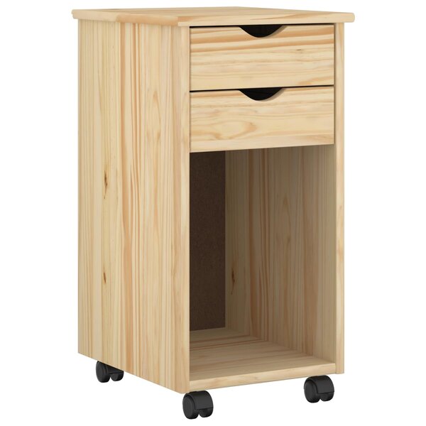 vidaXL Cabinet roulant 34 x 39 x 65 5 cm Pin massif Marron