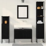 vidaXL Ensemble de mobilier de salle de bain avec étagère 4 Pièces Noir